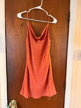 Altar'd State Rust Satin Cowl Slip Dress